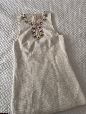 cinq a sept Cream Sleeveless Embellished Shift Dress,new,size 6